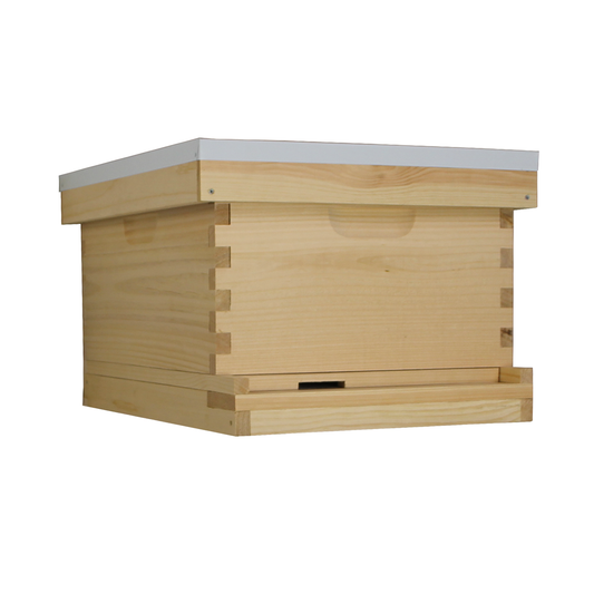 10 Frame Complete Beehive Kit – Unassembled (1 Deep Box) Amish-Made with Frames & Wax-Coated Foundations