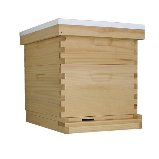 10-Frame Complete Beehive Kit – Fully Assembled & Painted (1 Deep & 1 Medium Box) Amish-Made with Frames & Wax-Coated Foundations
