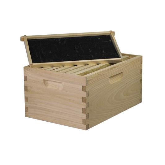 8 Frame Deep Brood Box – Unassembled w/ Frames & Foundations – Made in USA