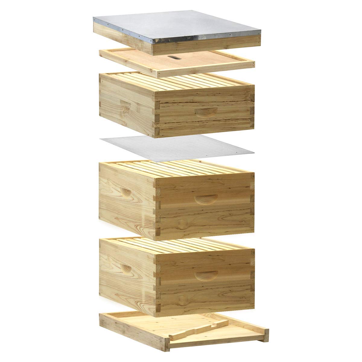 NuBee 10-Frame Complete Beehive Kit – Unassembled (2 Deep + 1 Medium Boxes) with Frames & Wax-Coated Foundations | Langstroth Hive for Beginners