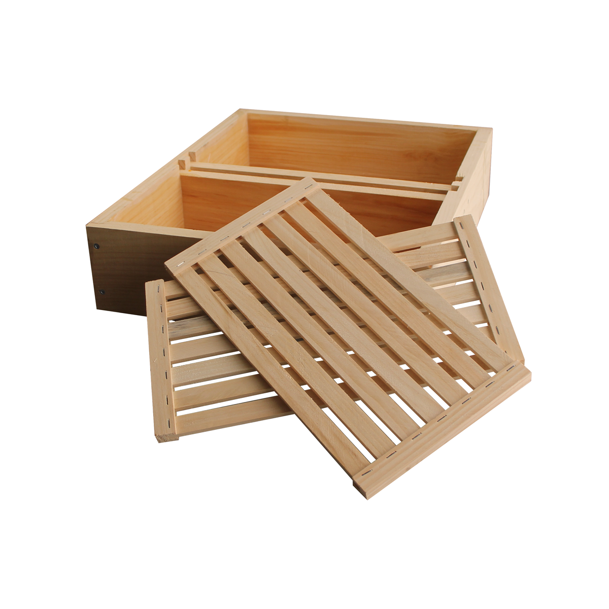 8 Frame Amish-Made Feeder Box with Floating Slatted Boards – Safe, Efficient Hive Feeding