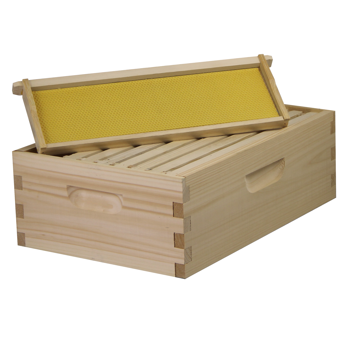 8 Frame Complete Beehive Kit – Fully Assembled & Painted (1 Deep & 1 Medium Boxes) Amish-Made with Frames & Wax-Coated Foundations